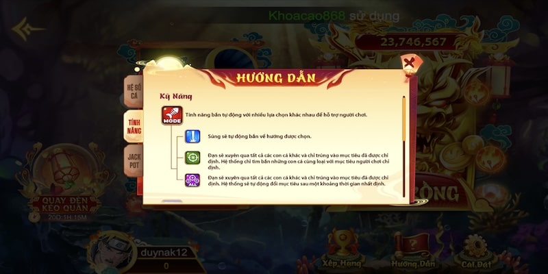 2 tính năng độc đáo trong game vua bắn cá